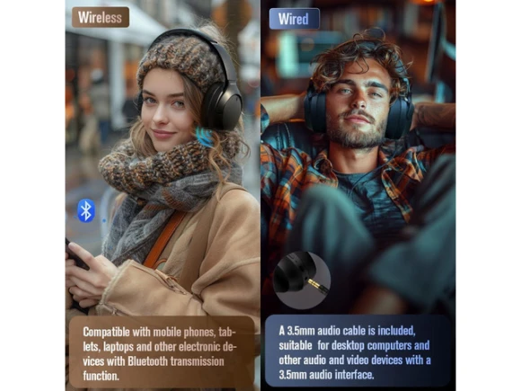 Foldable Over-Ear Headphones — Wireless Earbuds, TUKO