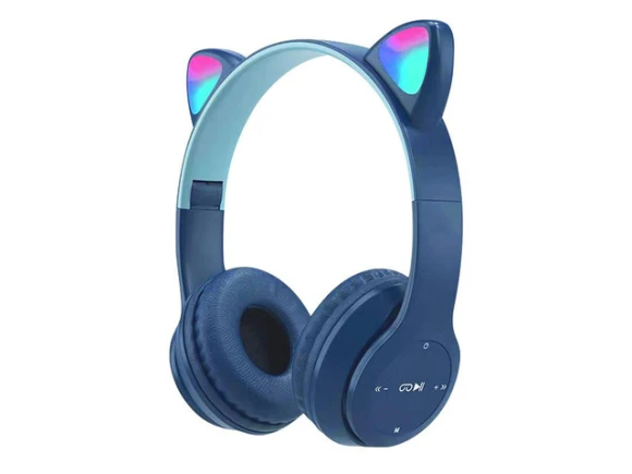 Foldable RGB Cat Ear Wireless Headphones with Built-in Microphone — Wireless Earbuds, Gemdeck