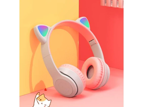 Foldable RGB Cat Ear Wireless Headphones with Built-in Microphone — Wireless Earbuds, Gemdeck