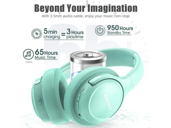 Green Headphones — Wireless Earbuds, BERIBES
