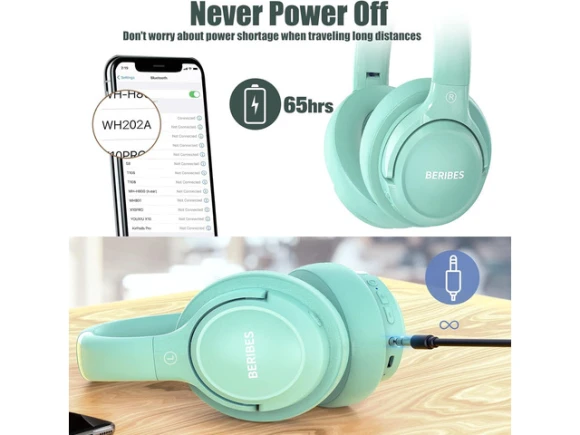 Green Headphones — Wireless Earbuds, BERIBES