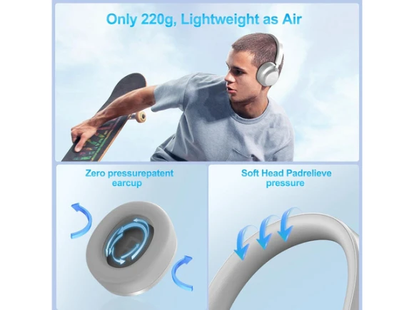 Grey Over-ear headphones — Wireless Earbuds, TUKO