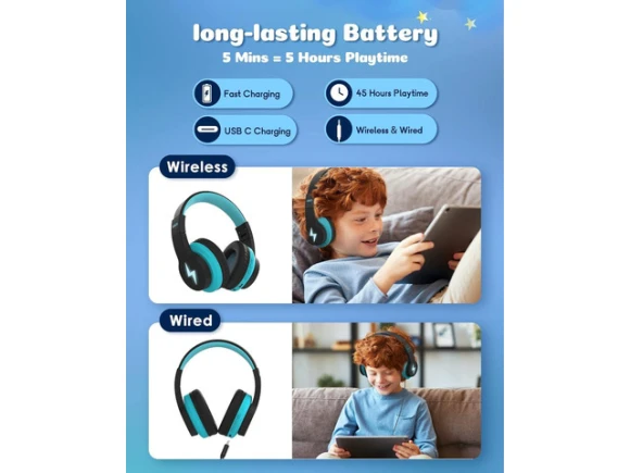 Kids Bluetooth Headphones — Wireless Earbuds, SeenDa