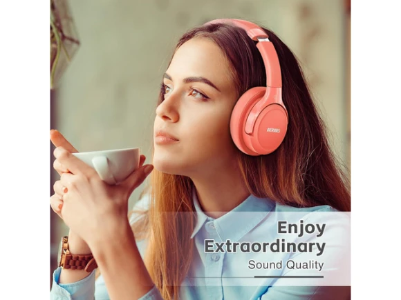 Over-ear Bluetooth headphones, Orange Red — Wireless Earbuds, BERIBES