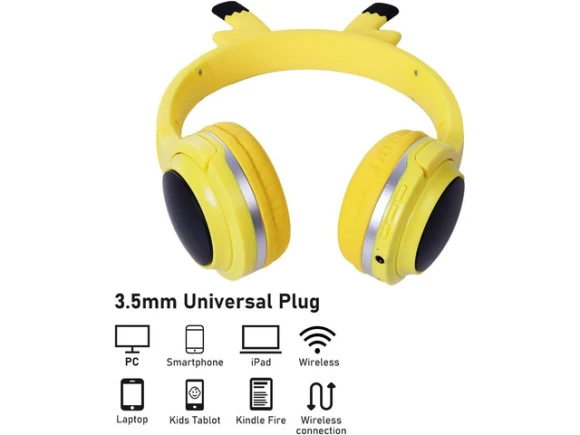 Over-Ear Bluetooth Headphones with Colorful LED Lights for Children — Wireless Earbuds, TUKO