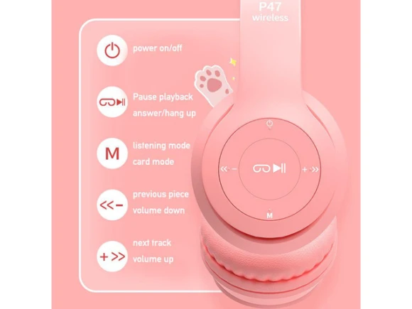RGB Cat Ear Wireless Gaming Headphones — Wireless Earbuds, Gemdeck
