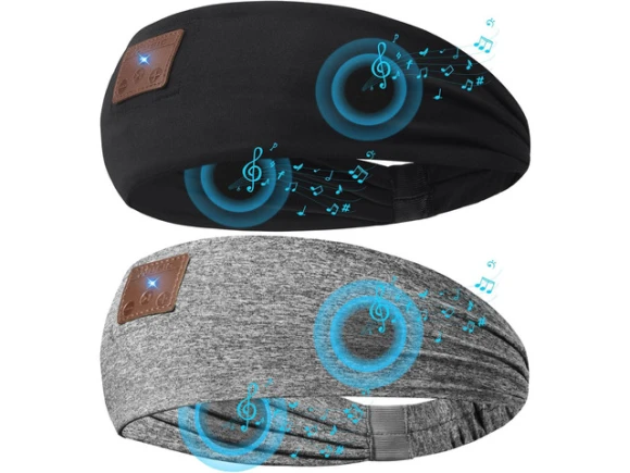 Sleeping headphones, 2-Pack, Black & Grey — Wireless Earbuds, TUKO