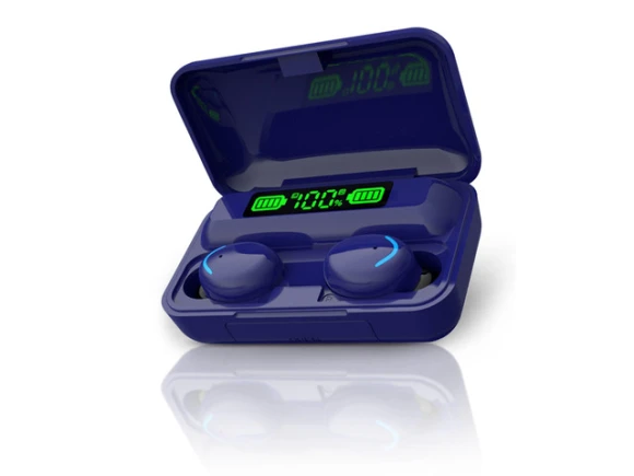 TWS Earbuds with Wireless Charging Case and Power Bank, Dark Blue — Wireless Earbuds, VYSN