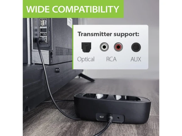 Wireless headphones with charging dock and transmitter — Wireless Earbuds, Avantree