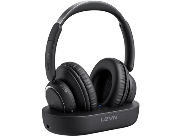 Wireless Headphones with TV Transmitter Charging Base — Wireless Earbuds, LEVN
