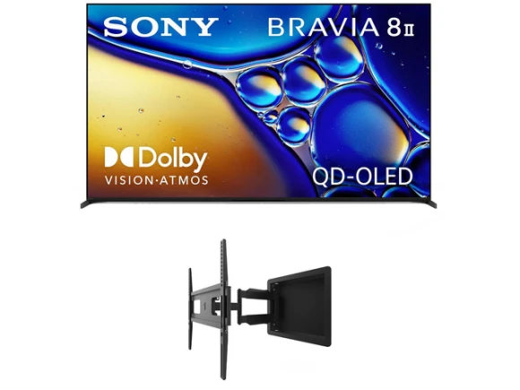 55-inch Bravia 8 QD-OLED 4K television with Kanto R300 wall mount — Smart TV, Sony