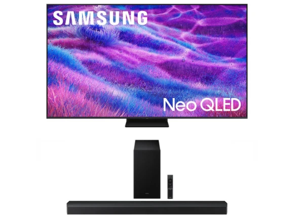 55-inch Neo QLED TV and soundbar bundle — Smart TV, Samsung