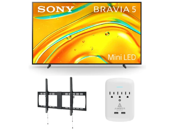 98-inch Mini LED LCD TV with tilting mount and surge protector — Smart TV, Sony