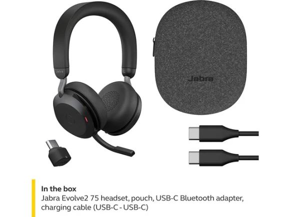 Wireless headset, Black, with USB-C Bluetooth adapter — Wireless Earbuds, Jabra