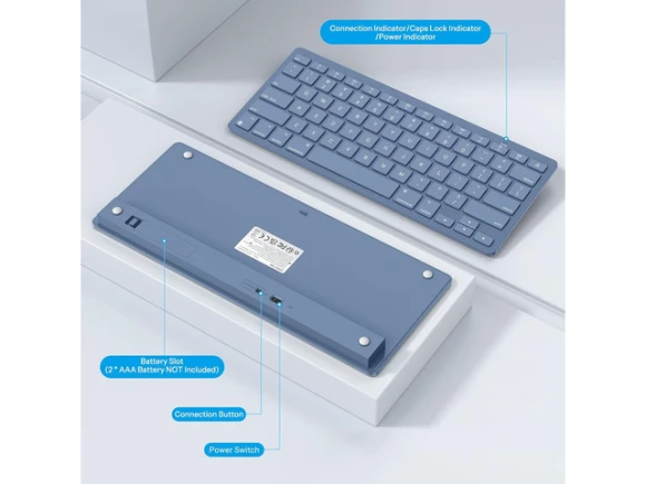 Wireless Keyboard, Blue — Bluetooth Keyboard, OMOTON