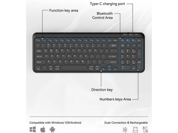 Wireless Keyboard — Bluetooth Keyboard, TECKNET