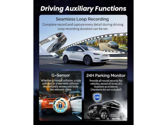 4K Rear-View Mirror Dash Camera with 64 GB Card — Dash Cam, Computerzone