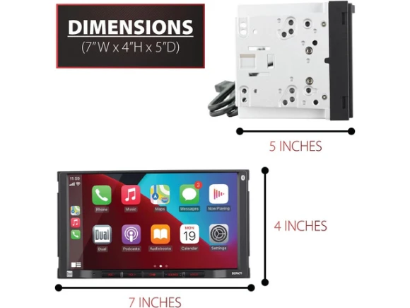 7-inch Car Stereo with Apple CarPlay and Android Auto — Car Infotainment System, Dual Electronics