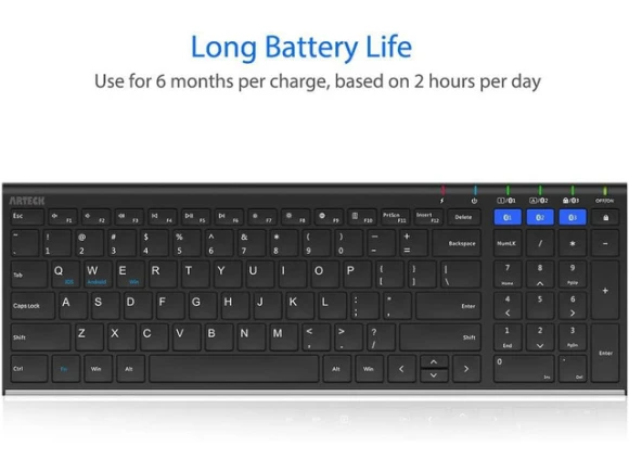 Bluetooth Keyboard, Full Size — Bluetooth Keyboard, Arteck