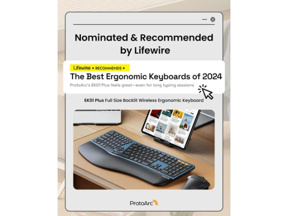 Full-Size Ergonomic Split Keyboard — Bluetooth Keyboard, ProtoArc