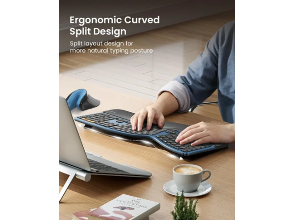 Full-Size Ergonomic Split Keyboard — Bluetooth Keyboard, ProtoArc