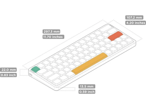 Grey 60% Low-Profile Mechanical Keyboard — Bluetooth Keyboard, NuPhy