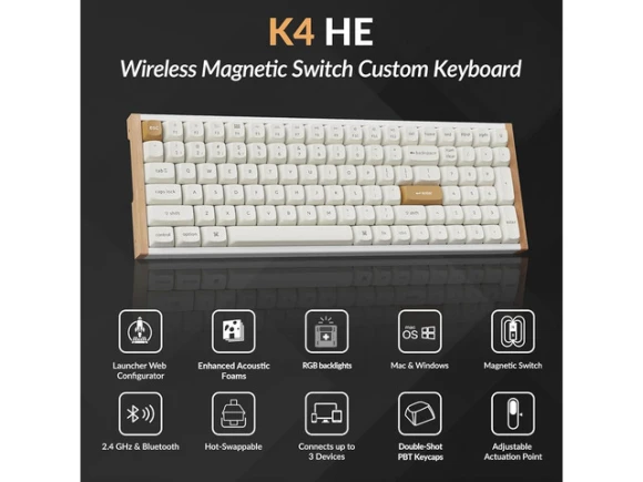 White Wireless Mechanical Keyboard — Bluetooth Keyboard, Keychron