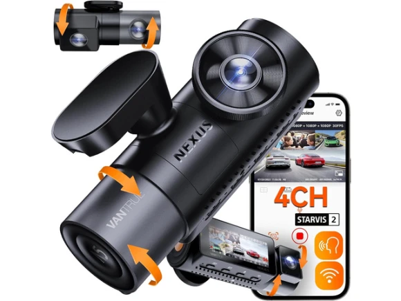 4-Channel Dash Camera with WiFi and 360° Coverage — Dash Cam, VANTRUE
