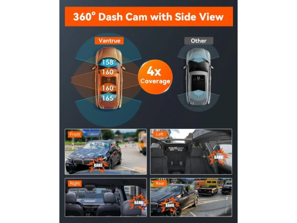 4-Channel Dash Camera with WiFi and 360° Coverage — Dash Cam, VANTRUE
