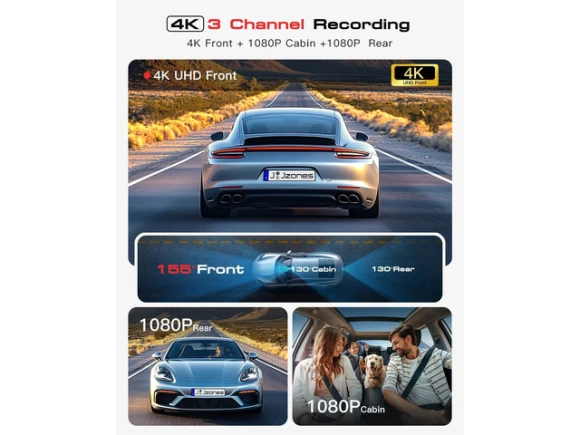 4K 3-Channel Dash Camera — Dash Cam, Jzones