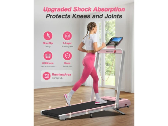 Foldable Treadmill with Incline, Handlebar, Wide Belt and LED Display — Connected Equipment, WELLFIT