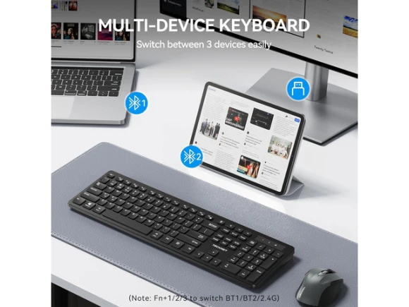 Full-Size Wireless Keyboard — Bluetooth Keyboard, TECKNET