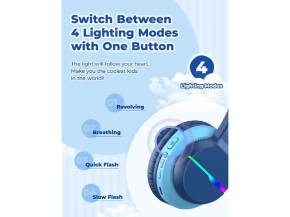 Kids Bluetooth Headphones, Blue — Wireless Earbuds, iClever