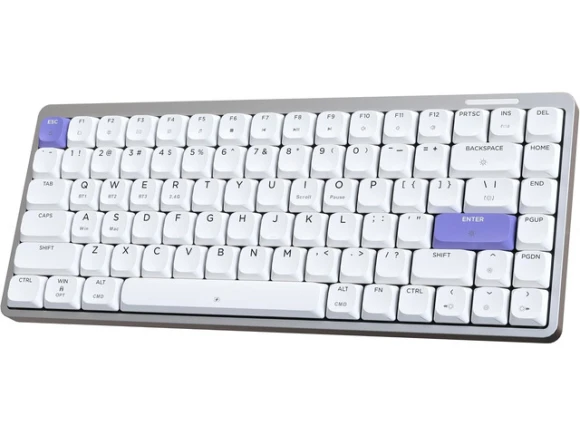 Low-Profile Mechanical Keyboard, White & Purple — Bluetooth Keyboard, EPOMAKER