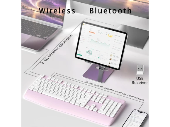 Pink Wireless Keyboard — Bluetooth Keyboard, TUKO