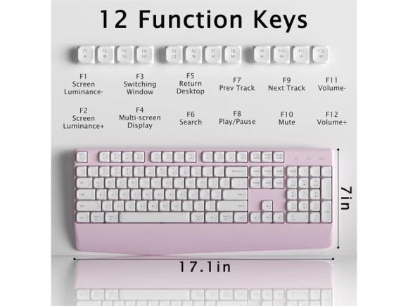 Pink Wireless Keyboard — Bluetooth Keyboard, TUKO