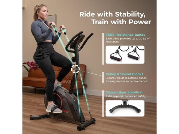 Upright Stationary Exercise Bike — Connected Equipment, Sunny Health & Fitness