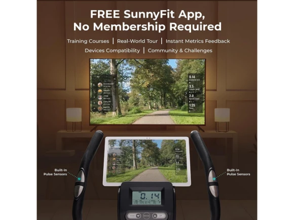 Upright Stationary Exercise Bike — Connected Equipment, Sunny Health & Fitness