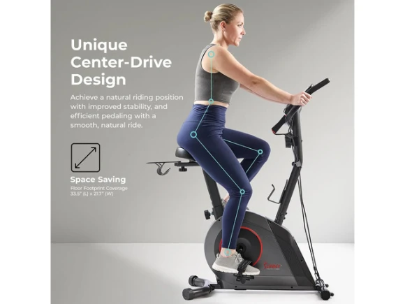 Upright Stationary Exercise Bike — Connected Equipment, Sunny Health & Fitness