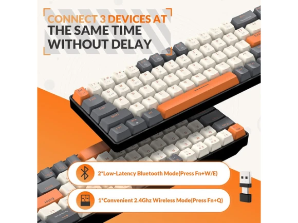 Wireless Mechanical Keyboard, 68-Key 60% Layout — Bluetooth Keyboard, MAGIC-REFINER
