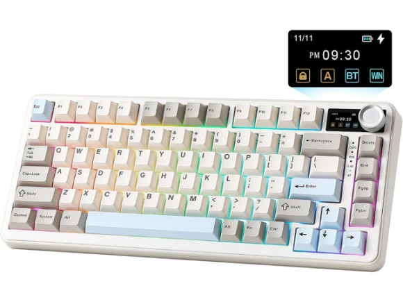 Wireless Mechanical Keyboard, 75% Layout, Beige — Bluetooth Keyboard, YUNZII