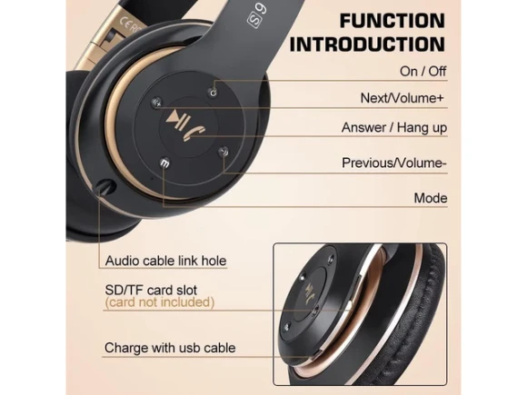 6S Foldable Over-ear Bluetooth Headphones — Wireless Earbuds, KUKA
