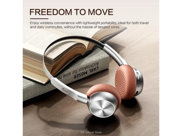 Brown Wireless Bluetooth Headphones — Wireless Earbuds, iKF
