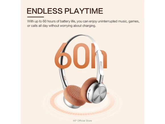 Brown Wireless Bluetooth Headphones — Wireless Earbuds, iKF