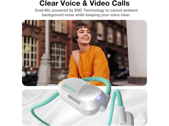 Open-Ear Headphones, White/Turquoise — Wireless Earbuds, KUKA