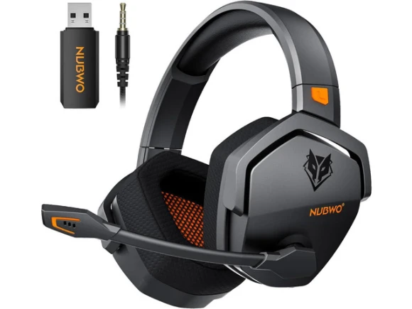 Orange Wireless Gaming Headset — Wireless Earbuds, NUBWO