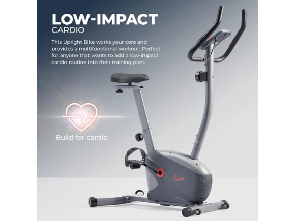 Upright Stationary Exercise Bike — Connected Equipment, Sunny Health & Fitness
