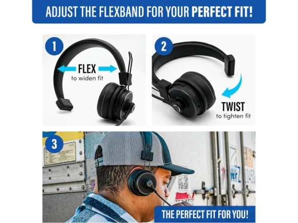Wireless Bluetooth Headset, One-Ear Mono — Wireless Earbuds, Blue Tiger
