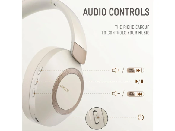 Wireless Over-Ear Headphones, Beige White — Wireless Earbuds, LORELEI