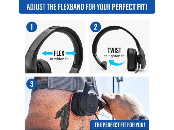 Wireless Trucker Bluetooth Headset with Microphone — Wireless Earbuds, Blue Tiger